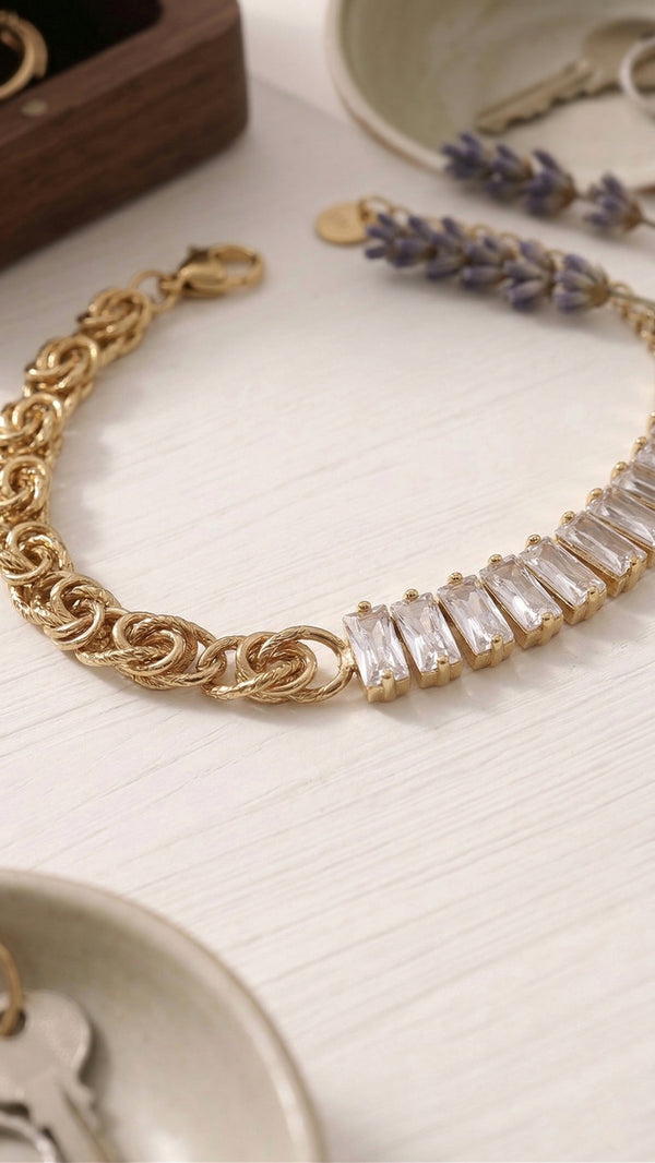 Half Tennis Half Chain Bracelet