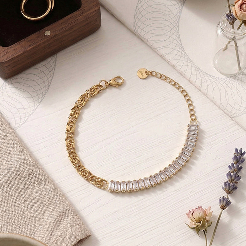 Half Tennis Half Chain Bracelet