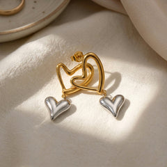 Two Tone Secret Heart Earrings