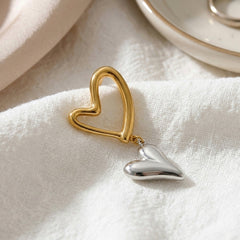 Two Tone Secret Heart Earrings