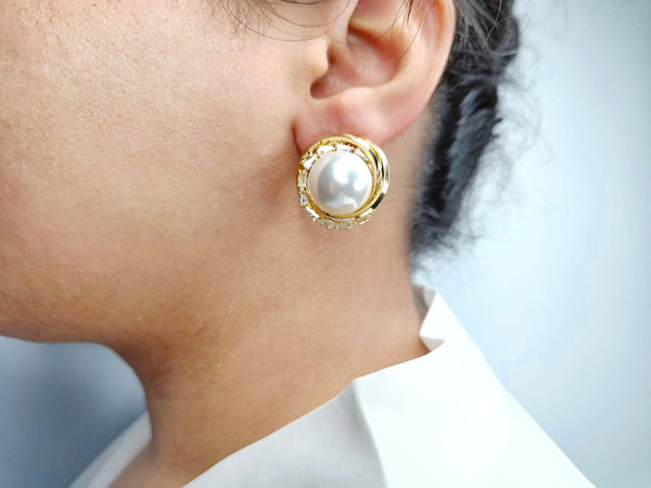 Faux Pearl Stud Earrings