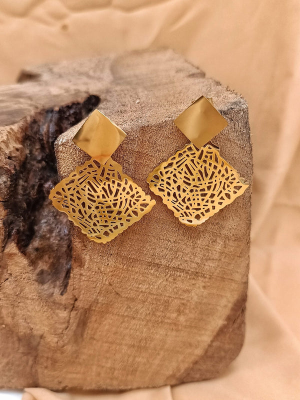 Hollow Out Square Earrings