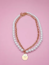 Faux Pearl with Chain 2 piece Necklace