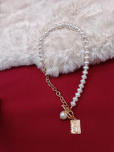 Half Pearl Chain Necklace