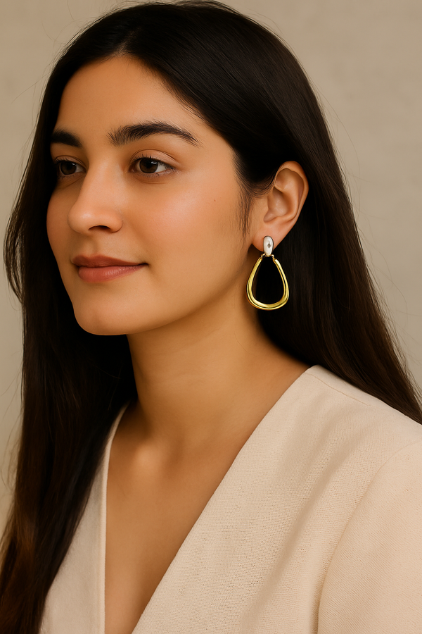 Dual Tone Door Knockers Earrings