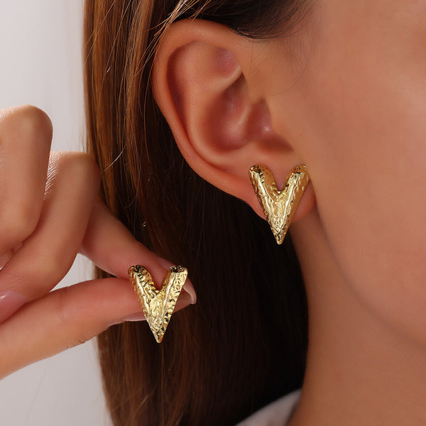 Hammered Heart Earrings