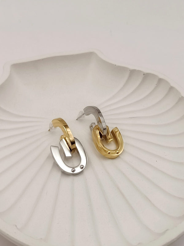 Dual Tone Interlocked Earrings