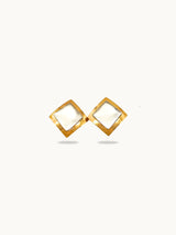 Dual Tone Triangle Stud Earrings