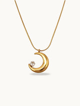 Crescent Moon Zircon Necklace