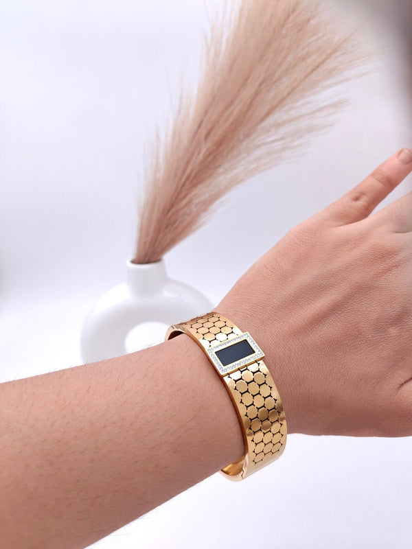 Black Gem Cuff Bracelet