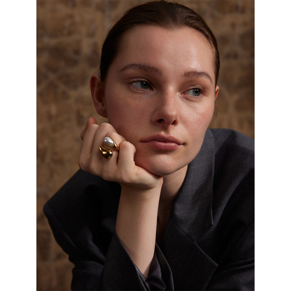 Pearl Drop Adjustable Ring