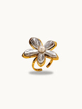 Two Tone Flower Adjustable Ring