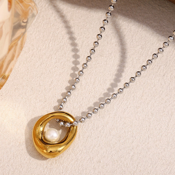 Pearl Pod Two Tone Necklace