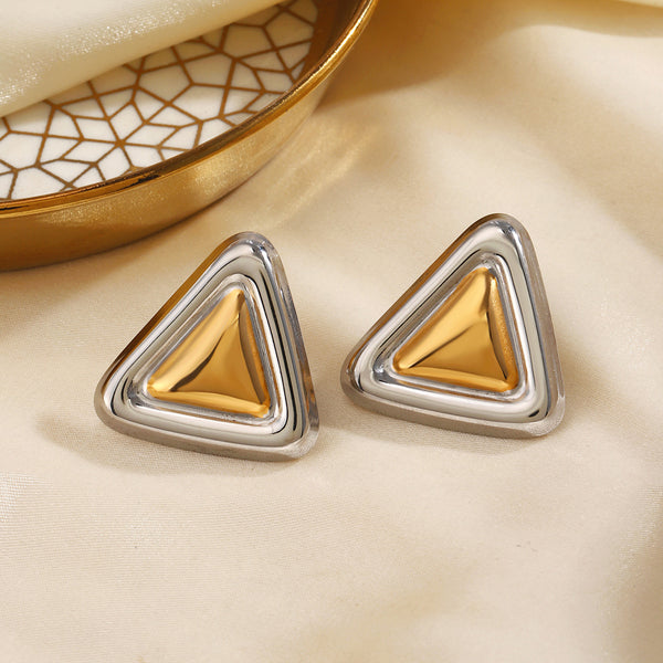 Dual Tone Triangle Earrings