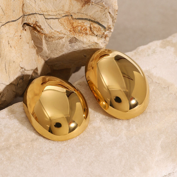 Oval Pebble Stud Earrings
