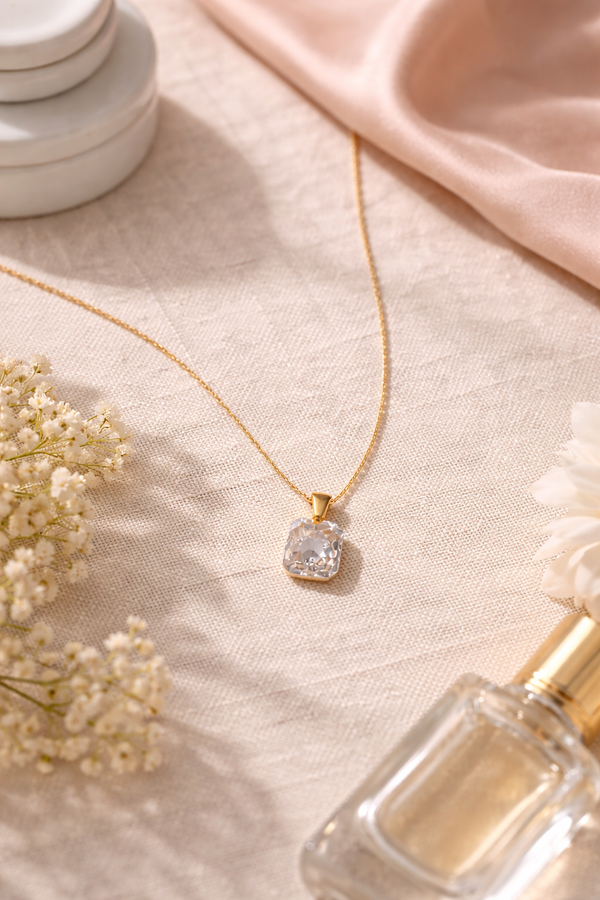 White stone Pendant Necklace
