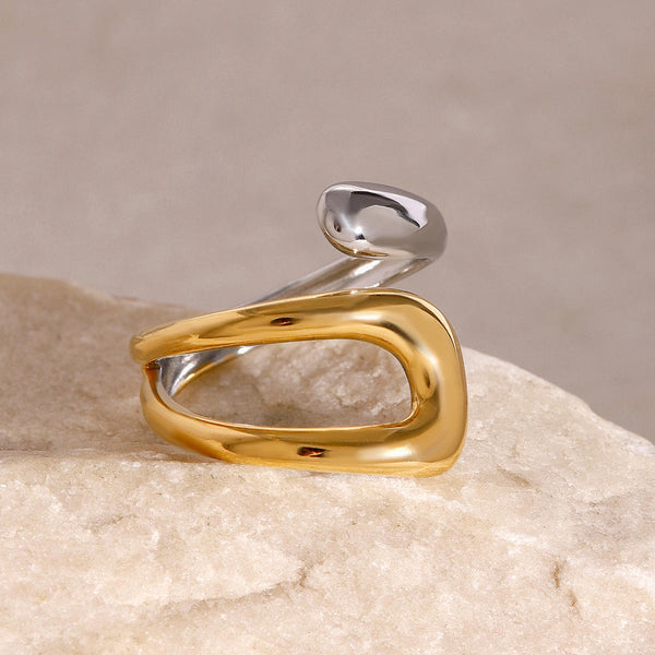 Two Tone Modern Adjustable Ring
