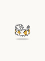 Two Tone Mossanite Adjustable Ring