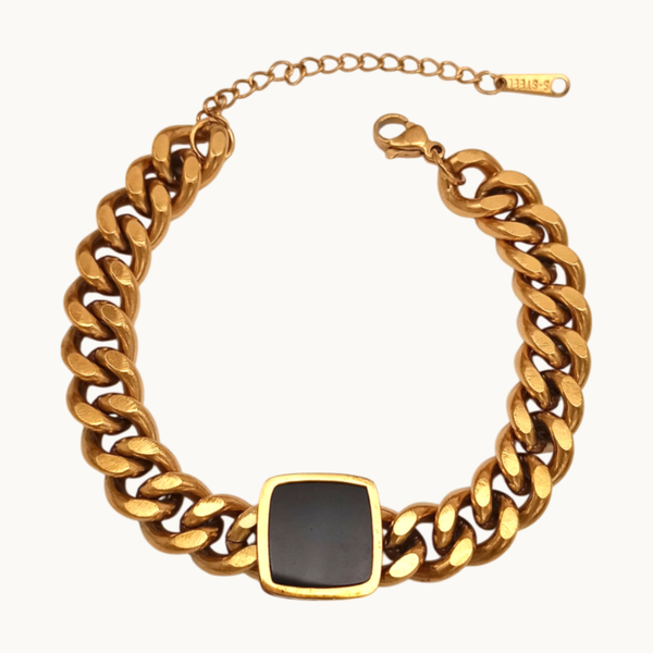 Korean Black Stone Chain Bracelet