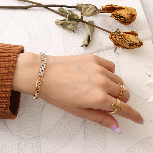 Half Tennis Half Chain Bracelet
