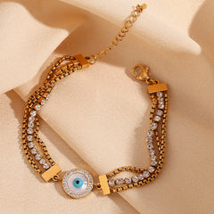 Evil Eye Studded Chain Bracelet