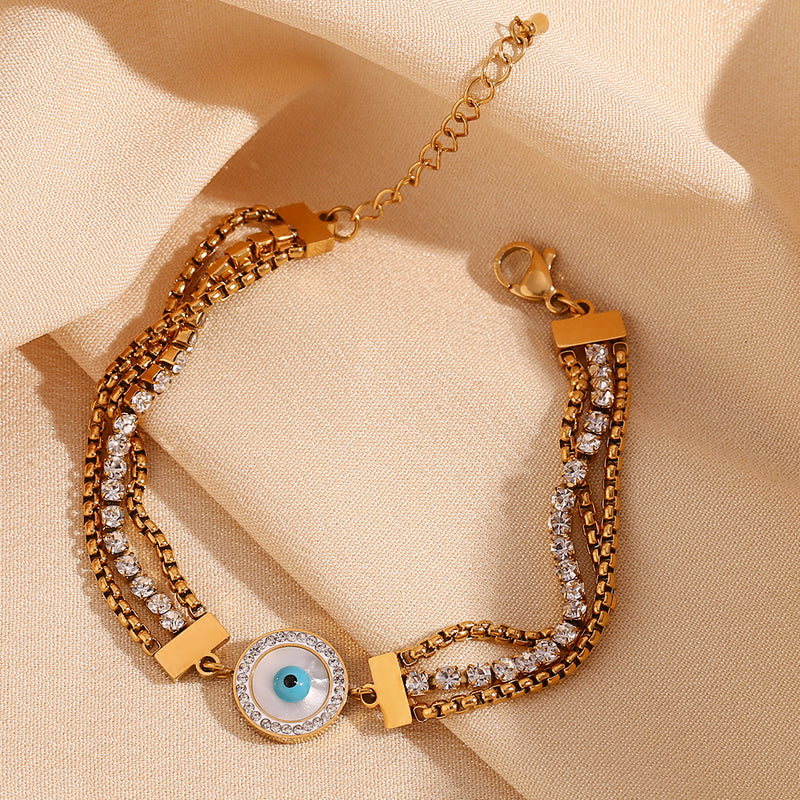 Evil Eye Studded Chain Bracelet