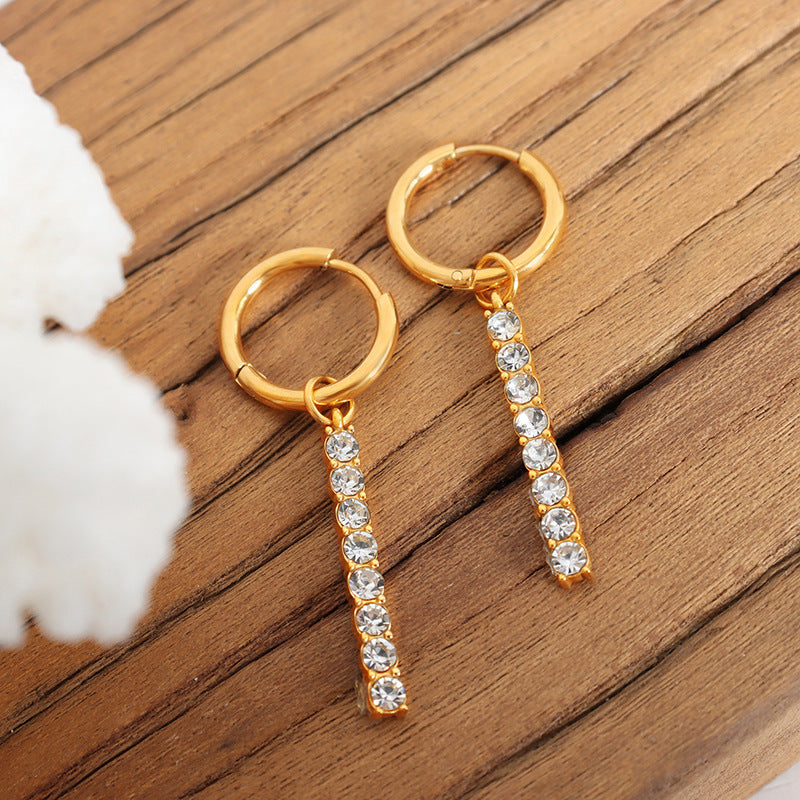 Shining Zircon Tassel Earrings