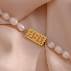 11:11 White Pearl Chain Bracelet