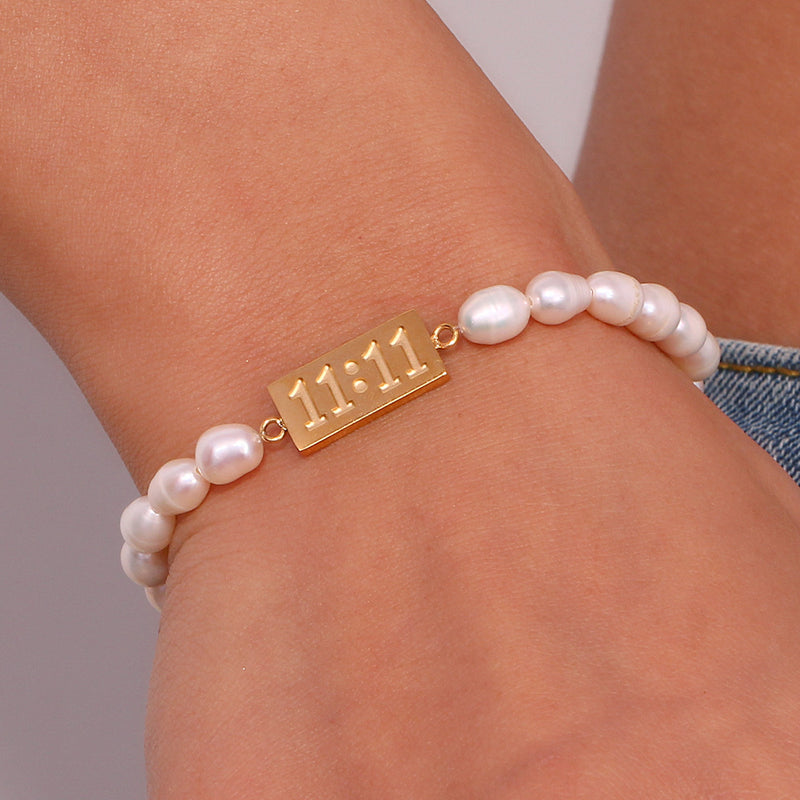 11:11 White Pearl Chain Bracelet