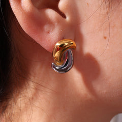 Two Tone Irregularity Earrings