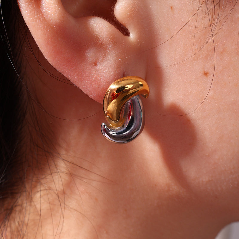 Two Tone Irregularity Earrings