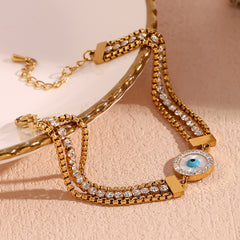 Evil Eye Studded Chain Bracelet