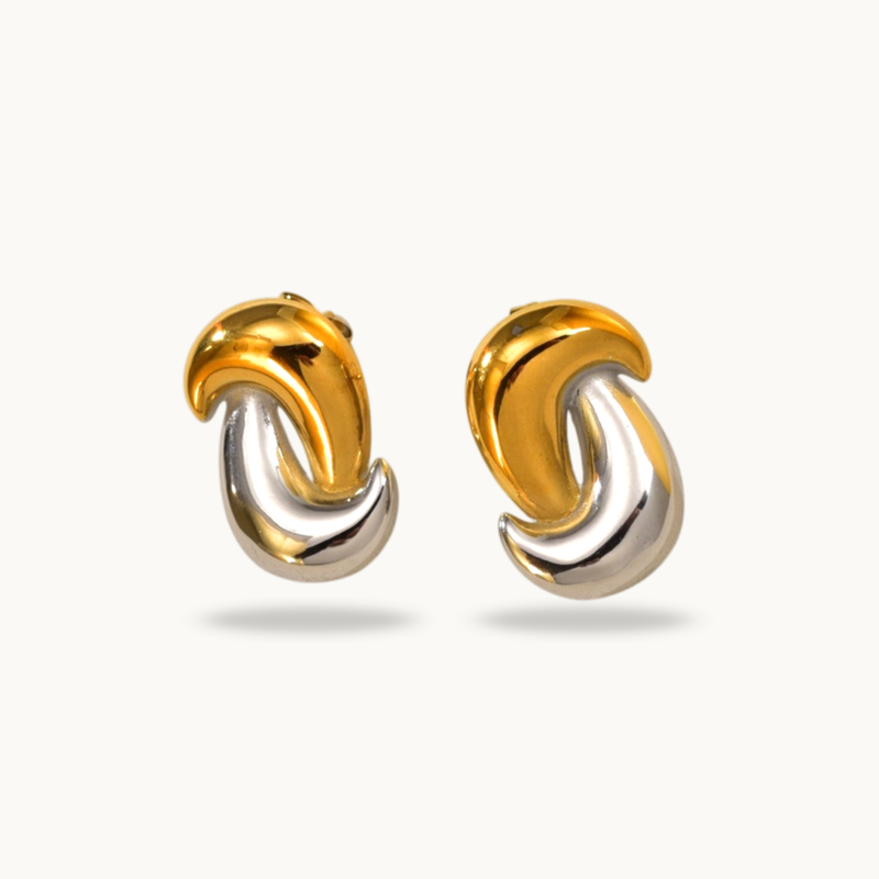 Two Tone Irregularity Earrings