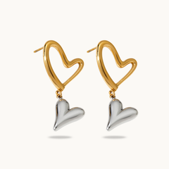 Two Tone Secret Heart Earrings