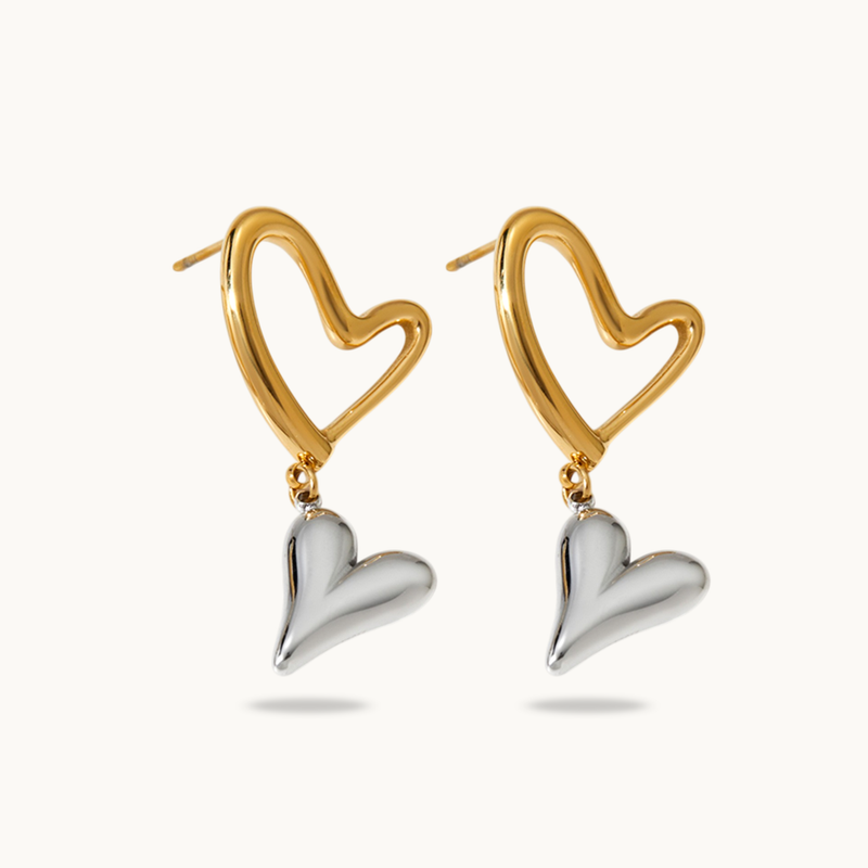 Two Tone Secret Heart Earrings