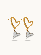 Two Tone Secret Heart Earrings