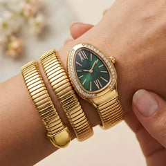 Green Gold Snake Watch