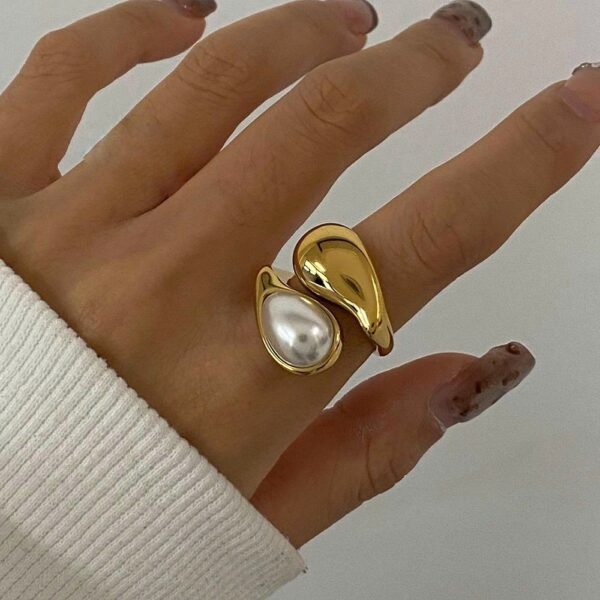 Pearl Drop Adjustable Ring