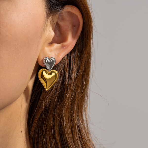 Dual Tone Heart Earrings