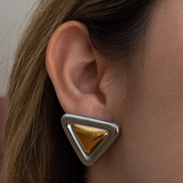 Dual Tone Triangle Earrings
