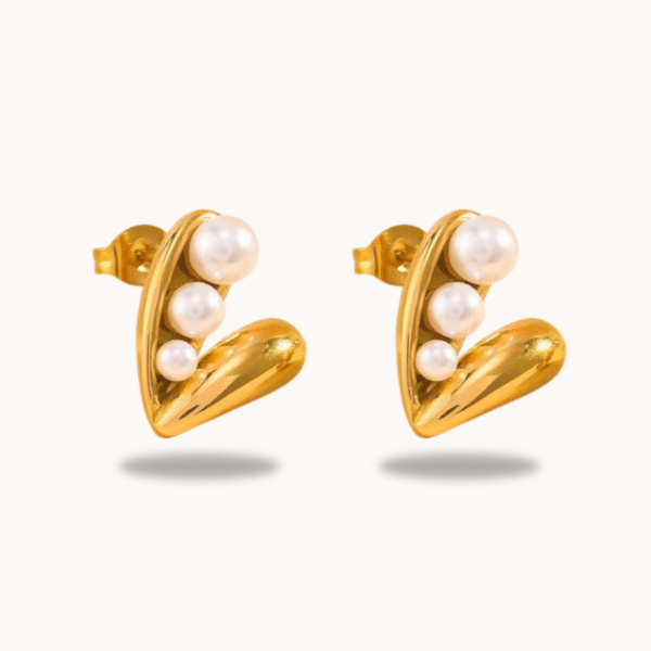 Pearl Heart Stud Earrings