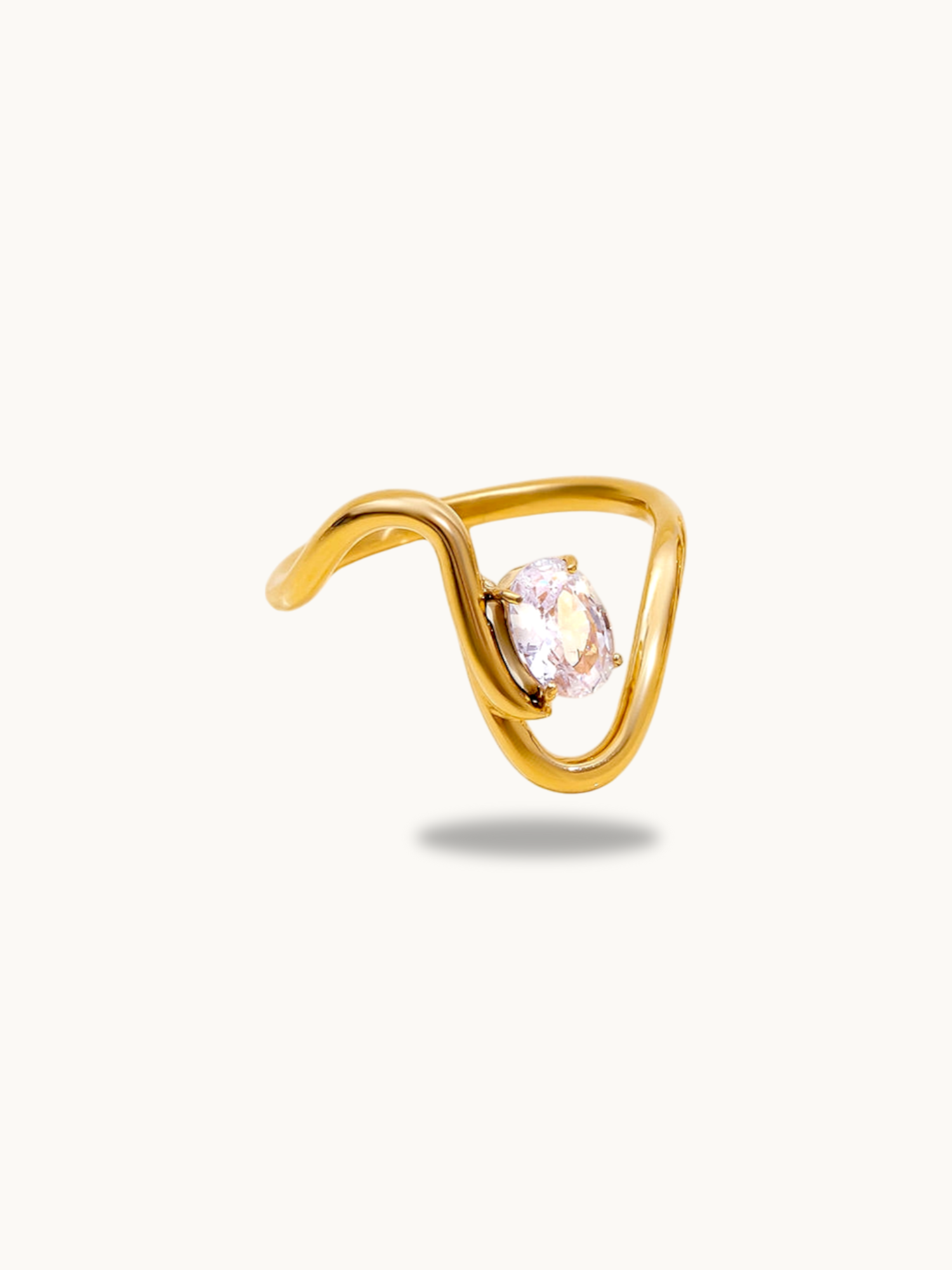Curvy Swirl Solitaire Ring